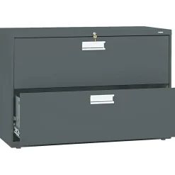 HON Brigade 600 Series Lateral File Cabinet, A4/Legal/Letter, 2-Drawer, Charcoal, 42"W