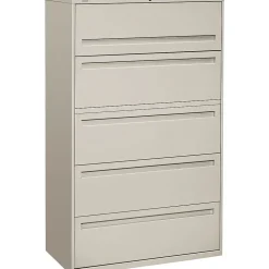 HON® Brigade 700 Series Lateral File, 5-Drawer, 64Hx42Wx19-1/4"D, Light Grey