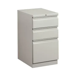 HON Brigade 3-Drawer Mobile Vertical File Cabinet, Letter Size, Lockable, 28"H x 15"W x 19.88"D, Light Gray (H33720RQ)