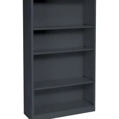 HON Brigade 59"H 4-Shelf Bookcase, Charcoal Metal (HONS60ABCS)