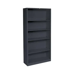 HON Brigade 71"H 5-Shelf Bookcase, Charcoal Metal (HS72ABCS)