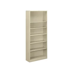 HON Brigade HS82ABC 6-Shelf 81"H Bookcase, Putty/Beige Steel(HONS82ABCL)