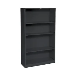 HON Brigade 4-Shelf 59"H Bookcase, Black Steel (HS60ABCP)