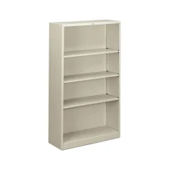 HON Brigade 4-Shelf Metal Bookcase, 59"H x 34 1/2"W x 12.63"D, Light Gray (S60ABCQ)