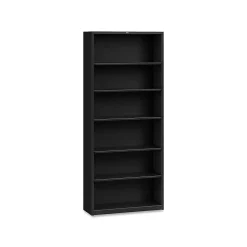 HON Brigade 6-Shelf Steel Standard Bookcase, 81.13"H x 34.5"W x 12.63"D, Black (S82ABCP)