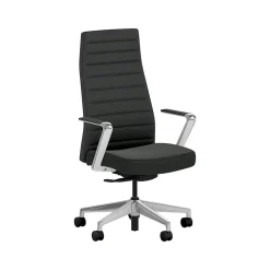 HON Cofi Fabric Swivel Executive Chair, Black/Polished Aluminum (HCFEU.W0.STC.P.H.UR10.CHSTC09.PA)