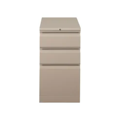 HON Flagship 3-Drawer Mobile Vertical File Cabinet, Letter Size, Lockable, 28"H x 15"W x 22.88"D, Putty (HON18723RL)