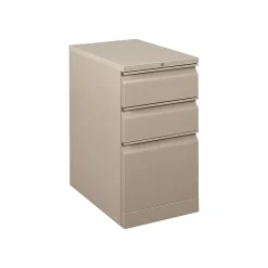 HON Flagship 3-Drawer Mobile Vertical File Cabinet, Letter Size, Lockable, 28"H x 15"W x 22.88"D, Putty (HON18723RL)