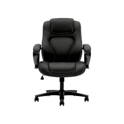 HON High-Back Chair, Fixed Arms, Black Vinyl (BSXVL402EN11)