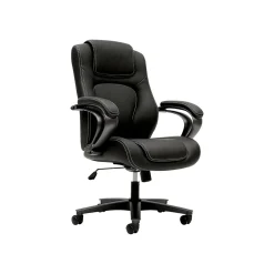 HON High-Back Chair, Fixed Arms, Black Vinyl (BSXVL402EN11)