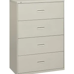 HON Lateral File, 4 Drawers, Molded Pull, Light Gray Finish, 36"W (BSX484LQ)