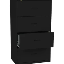 HON Lateral File, 4 Drawers, Molded Pull, 30"W, Black Finish (BSX434LP)