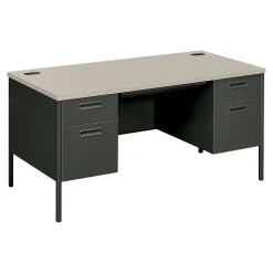 HON Metro Classic 60" Double Pedestal Desk, Gray/Charcoal (HP3262G2S)