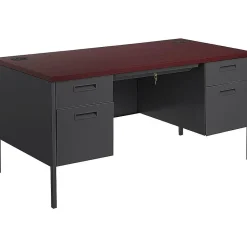 HON Metro Classic 60" Double Pedestal Desk, Mahogany/Charcoal (HONP3262NS)