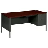HON Metro Classic 66" Single Pedestal Desk, Mahogany/Charcoal (HONP3265RNS)
