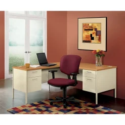 HON® Metro Classic Series "L"-Shaped Station, Single Right Pedestal Desk, Harvest/Putty, 29 1/2"H x 66"W x 30"D