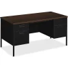 HON Metro Classic 60"W Double Pedestal Desk, Mocha/Black (HONP3262MOP)