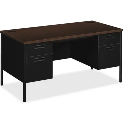HON Metro Classic 60"W Double Pedestal Desk, Mocha/Black (HONP3262MOP)