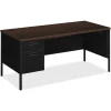 HON Metro Classic 66"W Left Pedestal Desk, Mocha/Black (HONP3266LMOP)