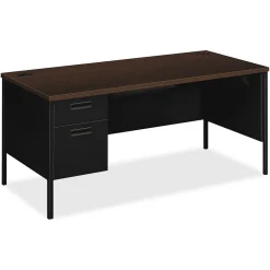 HON Metro Classic 66"W Left Pedestal Desk, Mocha/Black (HONP3266LMOP)