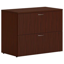 HON Mod 2-Drawer Lateral File Cabinet, Locking, Letter/Legal, Traditional Mahogany, 36" (HONLLF3620L2LT1)