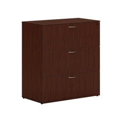 HON Mod 3-Drawer Lateral File Cabinet, Locking, Letter/Legal, Traditional Mahogany, 36" (HLPLLF3620L3.LTM1)