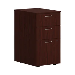 HON Mod 3-Drawer Mobile Vertical File Cabinet, Letter/Legal Size, Lockable, Traditional Mahogany (HONPLPMBBFLT1)