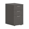 HON Mod 3-Drawer Mobile Vertical File Cabinet, Letter/Legal Size, Lockable, 28"H x 15"W x 20"D, Slate Teak (HONPLPMBBFLS1)