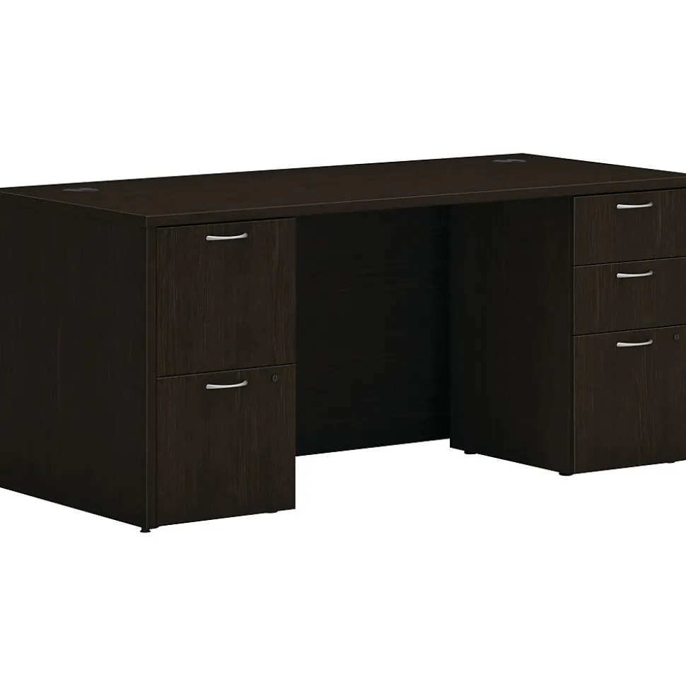 HON Mod 66"W Double-Pedestal Desk, Java Oak (HLPLDS66PSJA1)