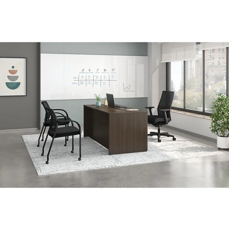 HON Mod 66"W Double-Pedestal Desk, Java Oak (HLPLDS66PSJA1)