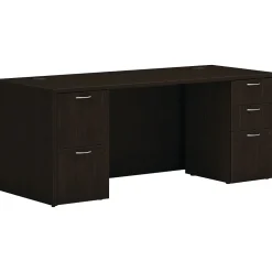 HON Mod 72"W Double-Pedestal Desk, Java Oak (HLPLDS72PSJA1)