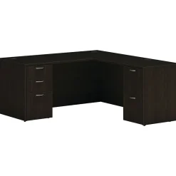 HON Mod 66"W L-Shaped Double-Pedestal Desk, Java Oak (HLPL6672LDESKJA1)