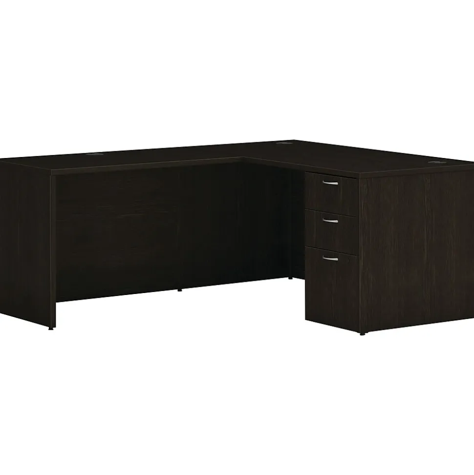 HON Mod 60"W L-Shaped Single-Pedestal Desk, Java Oak (HLPL6072LDESK1BBFJA1)