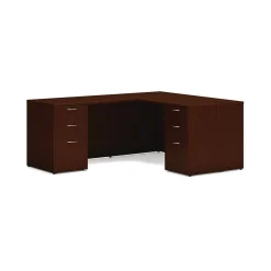 HON Mod 60"W L-Shaped Workstation, Traditional Mahogany (HLPL6072LDESK2BBFTM1)