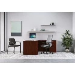 HON Mod 60"W L-Shaped Workstation, Traditional Mahogany (HLPL6072LDESK2BBFTM1)