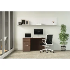 HON Mod 48"W Single-Pedestal Desk, Sepia Walnut (HLPLDS4830BBFSE1)