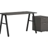HON Mod 48"W Table Desk with Mobile Storage, Slate Teak (HLPL4824BFLS1ALEGBLK)