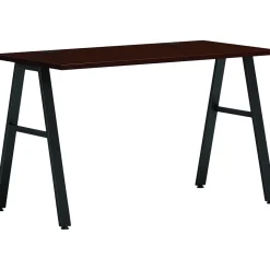 HON Mod 48"W Writing Desk, Traditional Mahogany (HLPL4824TM1ALEGBLK)