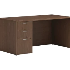 HON Mod 60"W x 30"D Single-Pedestal Desk, Sepia Walnut (HLPLDS60PSSE1)