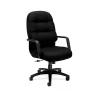 HON Pillow-Soft Executive High-Back Chair, Center-Tilt, Fixed Arms, Black Fabric
