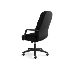 HON Pillow-Soft Executive High-Back Chair, Center-Tilt, Fixed Arms, Black Fabric