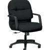 HON Pillow-Soft Fabric Mid-Back Executive Chair, Black, Fixed Arms (HON2092CU10T)