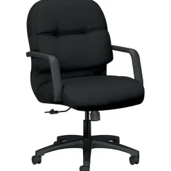 HON Pillow-Soft Fabric Mid-Back Executive Chair, Black, Fixed Arms (HON2092CU10T)