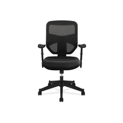 HON Prominent Mesh High-Back Task Chair, Adjustable Arms, Black SofThread Leather Seat (BSXVL531SB11)