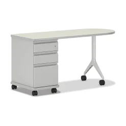 HON SmartLink 60" D-Shape Value Teacher Station Desk, Silver Mesh/Platinum (HLTV2460T-3.B9.K.T1)