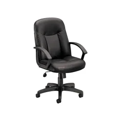 HON SofThread Leather High-Back Executive Chair, Center-Tilt, Fixed Arms, Black (BSXVL601SB11)