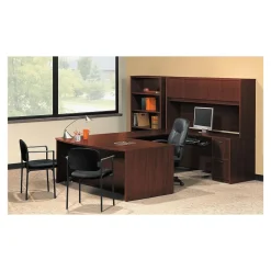 HON SofThread Leather High-Back Executive Chair, Center-Tilt, Fixed Arms, Black (BSXVL601SB11)