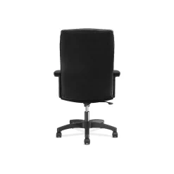 HON SofThread Leather High-Back Executive Chair, Center-Tilt, Fixed Arms, Black (BSXVL151SB11)