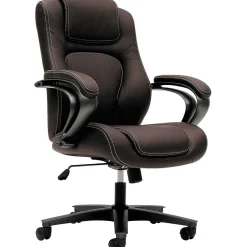 HON Vinyl High-Back Executive Chair, Center-Tilt, Fixed Arms, Brown (BSXVL402EN45)