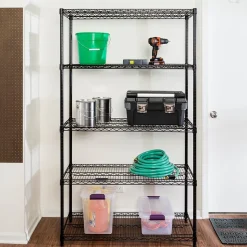 Honey Can Do 5-Shelf Metal Unit, 42"W, Black (SHF-01440)